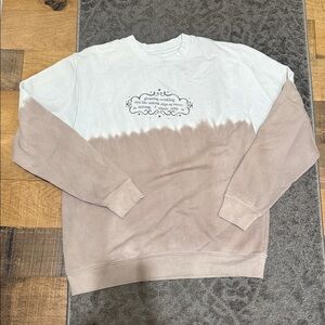 Taylor Swift Two-Tone Crewneck Sweatshirt in White and Taupe